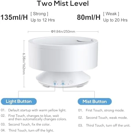 Another view of the Humidifiers Easy to Clean,Essential Oil Diffuser, Colorful Night Light,Ultrasonic Top