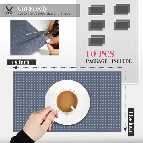 Close up of a grey fridge liner mat showing the smooth surface and grip