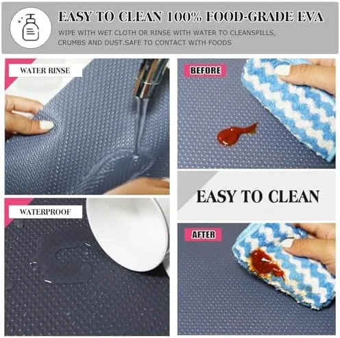 A spilled sauce contained on a liner mat being lifted for cleaning