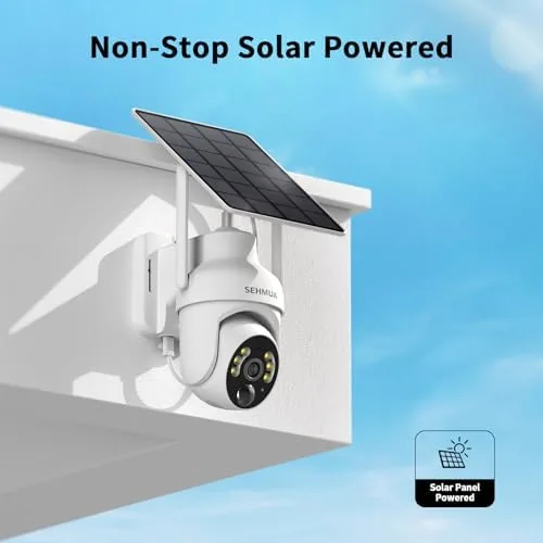 Close up of the SEHMUA camera head, lens, and solar panel