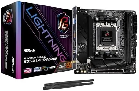 The ASRock B650I Lightning WiFi Mini-ITX motherboard on a test bench