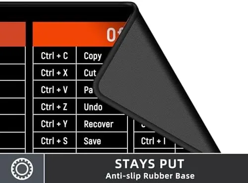 The Rinaze Large Mouse Pad Desk Mat with Excel Shortcuts Cheat in real use