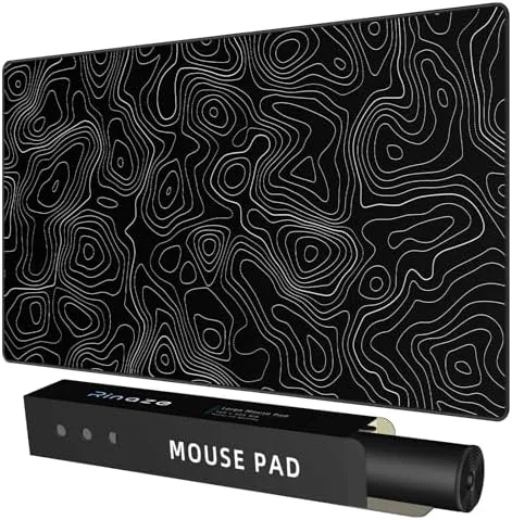 Rinaze Extra Large Gaming Mouse Pad with Black Topographic, XXL Mousepad, Big Mouse Mat Review: Tested and Rated