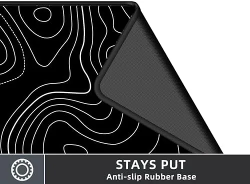 Close look at the Rinaze Extra Large Gaming Mouse Pad with Black Topographic, XXL build quality