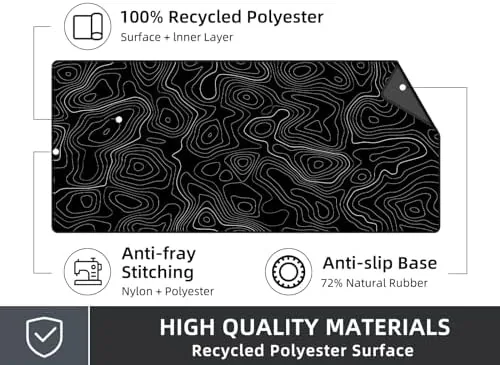 Another view of the Rinaze Extra Large Gaming Mouse Pad with Black Topographic, XXL