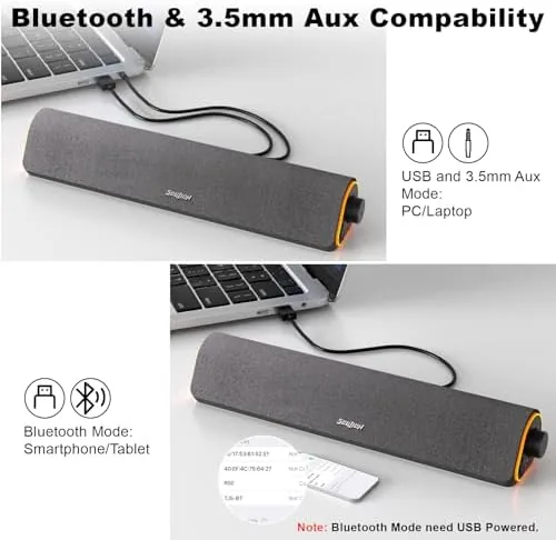 The SOULION Bluetooth Computer Speakers for Desktop Monitor PC USB Powered in real use