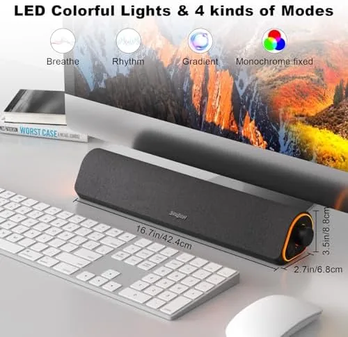 Another view of the SOULION Bluetooth Computer Speakers for Desktop Monitor PC USB Powered