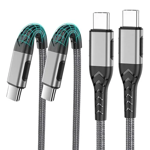 Two pack of ten foot USB C cables coiled together on a table