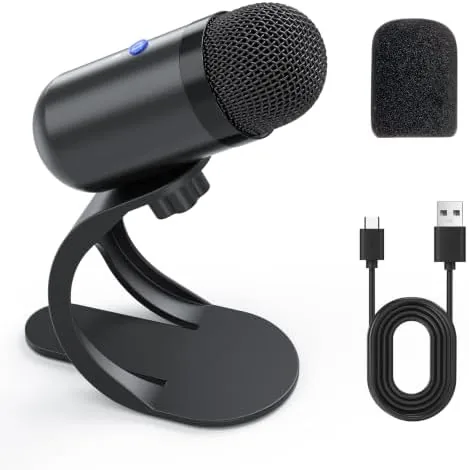 Overview of the USB Computer Microphone, Podcast Mic Desktop with Mute Button for