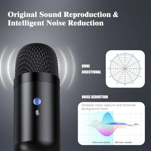 Close look at the USB Computer Microphone, Podcast Mic Desktop with Mute Button for build quality
