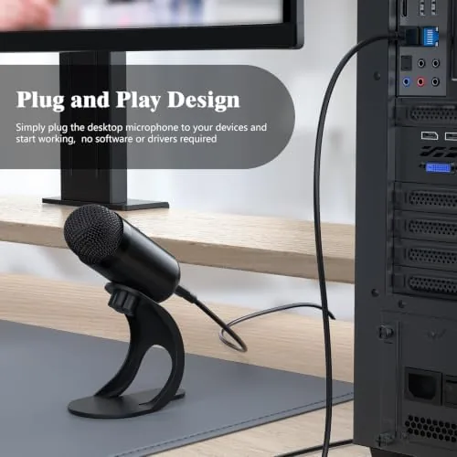 The USB Computer Microphone, Podcast Mic Desktop with Mute Button for in real use
