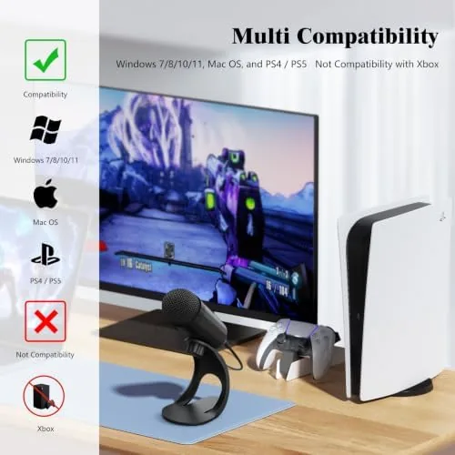 Another view of the USB Computer Microphone, Podcast Mic Desktop with Mute Button for