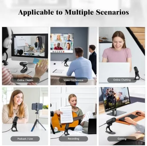 The USB Computer Microphone, Podcast Mic Desktop with Mute Button for compared in context
