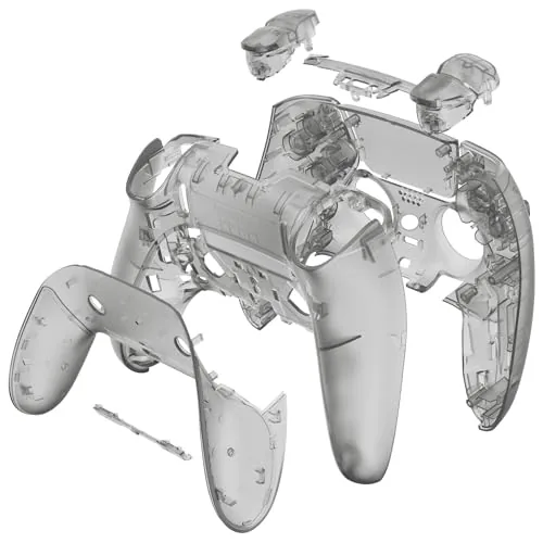 Close up of the clear buttons and D pad installed on the controller