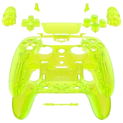 The clear black controller next to a stock white PS5 Edge
