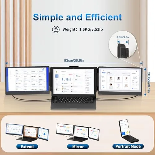 Two documents open across the laptop screen and the extender