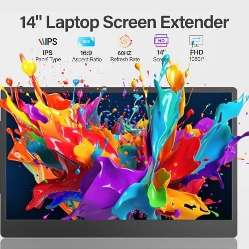 The extender used as a free standing monitor on a desk beside a laptop