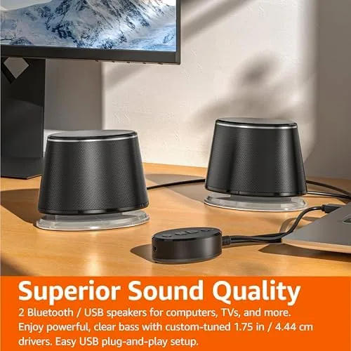The Amazon Basics Bluetooth Computer Speakers with USB 3.0, LED Blue compared in context