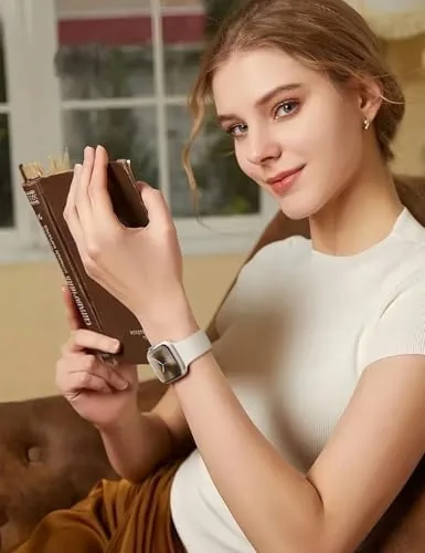 The Sport band being worn during a gym workout with sweat visible on the strap