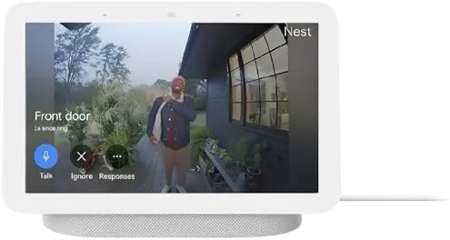 The Nest Hub and a competitor display side by side on a shelf