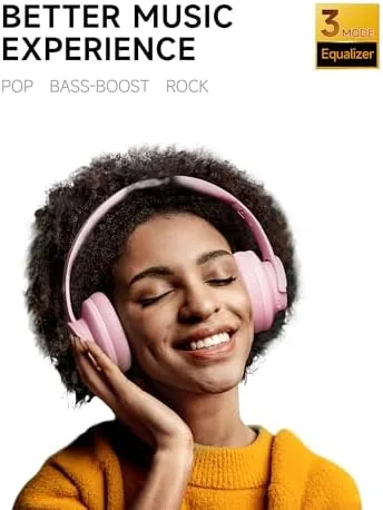 The Picun B8 Wireless Bluetooth Headphones, 120H Playtime, 3EQ Modes, Pink in real use