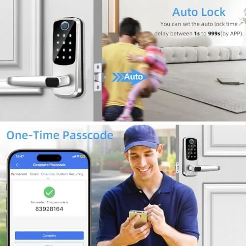 The Smart Door Lock with Handle,Keyless Entry & Remote Access,Fingerprint Keypad in real use