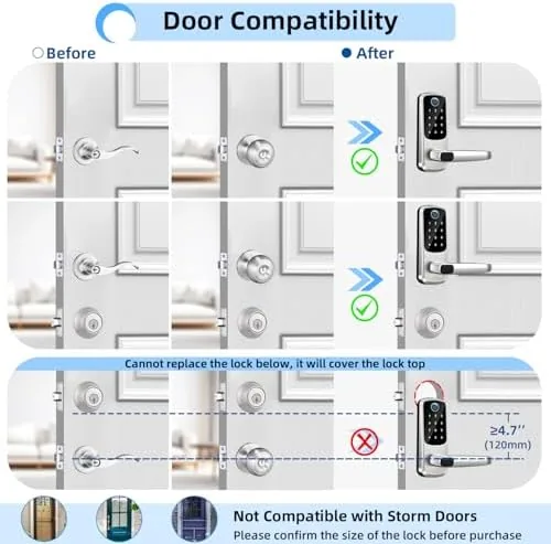 Another view of the Smart Door Lock with Handle,Keyless Entry & Remote Access,Fingerprint Keypad