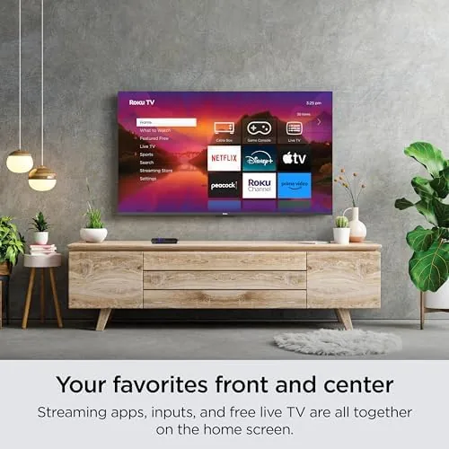 Detail shot of the Roku Smart TV ,  65-Inch Plus Series 4K QLED RokuTV features