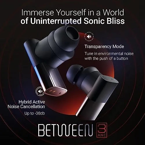 Close look at the Status Between 3ANC Onyx True Active Noise Cancelling Wireless Earbuds build quality