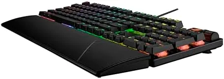 Detail of the mode toggle and media controls on the keyboard