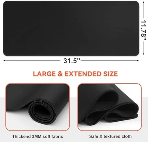Close look at the DIGSOM Gaming Mouse Pad Black Keyboard Pad 31.5 x 11.8in build quality