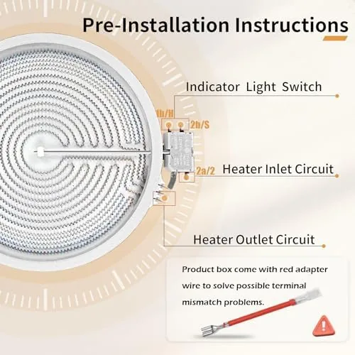 Installed dual element glowing red under a large pan