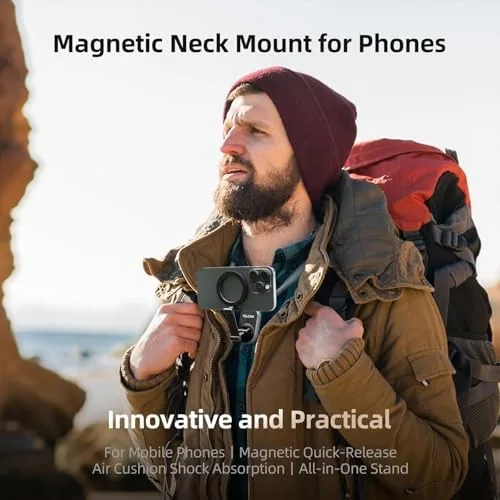 The TELESIN Magnetic Neck Mount for Phones, Neck Phone Holder POV/Vlog in real use