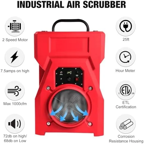 The MOUNTO 1000cfm Portable Industrial Air Purifier Negative Air Scrubber in real use