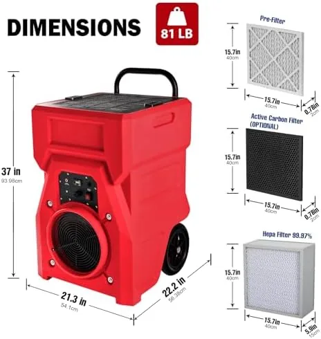 Another view of the MOUNTO 1000cfm Portable Industrial Air Purifier Negative Air Scrubber