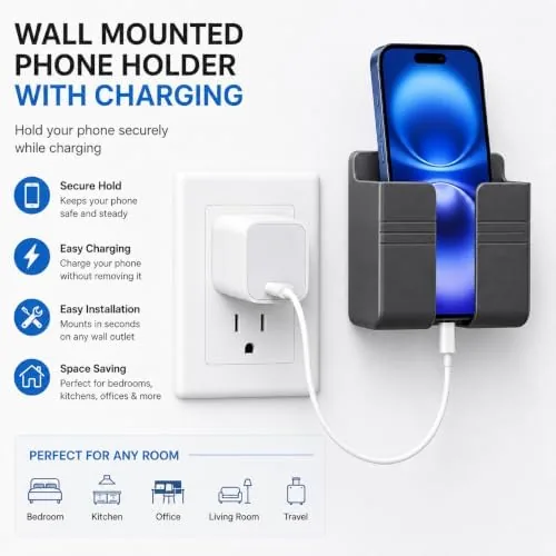 Close look at the 2Pack Wall Mount Phone Holder, Phone Stand with Adhesive for build quality