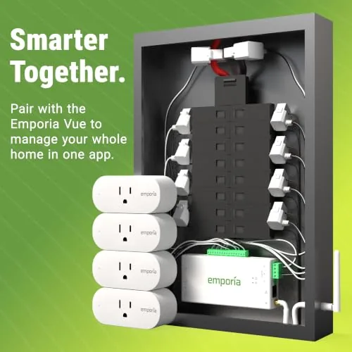 Another view of the Emporia Energy Monitoring Smart Plug, WiFi Smart Outlet Plug Works