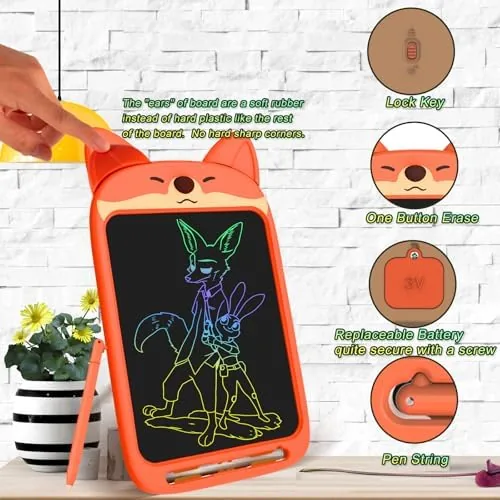 The Fox LCD Writing Tablet for Kids, Coloring Drawing Pad, 10 in real use