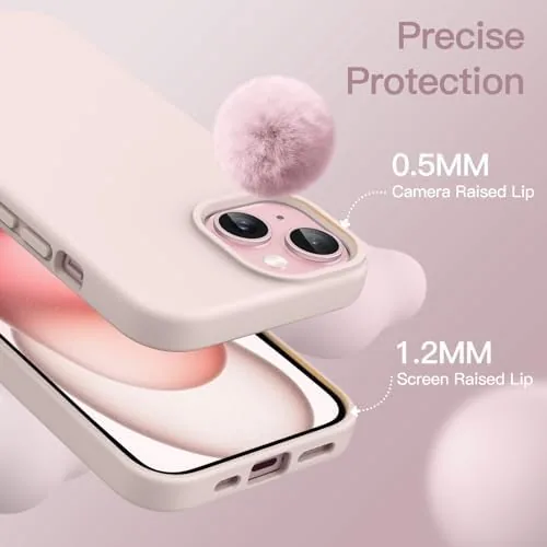 Another view of the JETech Silicone Case for iPhone 15, Light Pink | Silky