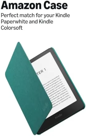 Amazon fabric Kindle case closed over a Kindle Paperwhite