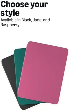 Kindle in the plant-based leather case being read one handed