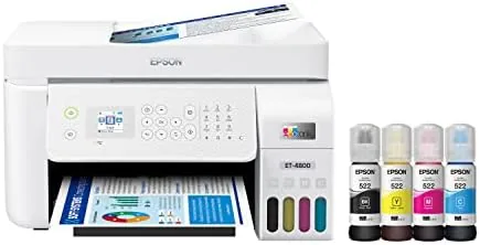 The four visible ink tanks with level markings on the front of the printer