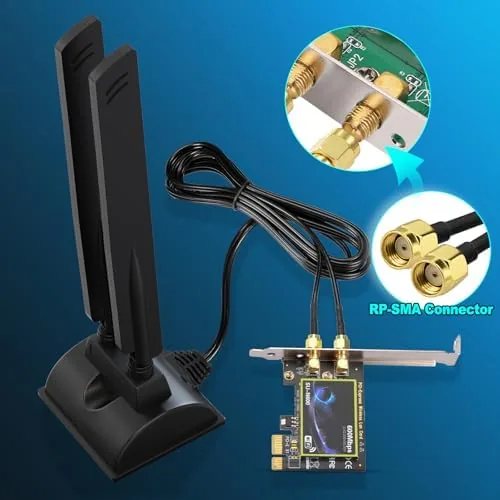 The Eightwood WiFi 6E Antenna Tri-Band 6GHz 5GHz 2.4GHz RP-SMA WiFi in real use