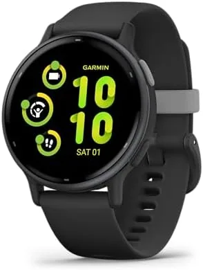 Close up of the Vivoactive 5 showing heart rate and activity scores