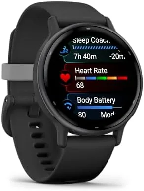 The Vivoactive 5 next to a smartphone on a table