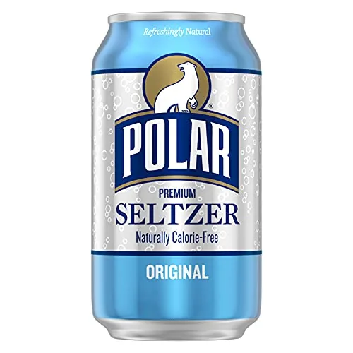 Polar seltzer cans lined up beside two competing seltzer brands