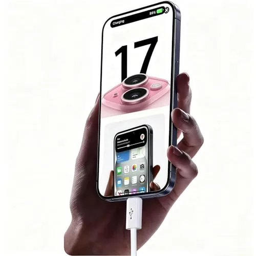 Close up of the USB C connector end plugged into an iPhone