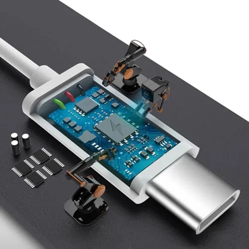 A driver's hand plugging the CarPlay cable into a phone mounted in a car
