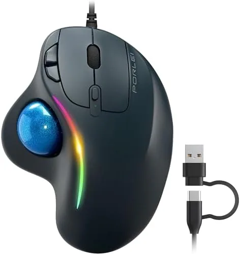 Wired Trackball Mouse with RGB Lighting, Ergonomic Thumb Control to Reduce Muscle Strain, 5 Review: Tested and Rated