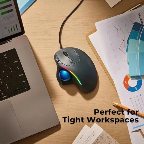 The Wired Trackball Mouse with RGB Lighting, Ergonomic Thumb Control to compared in context